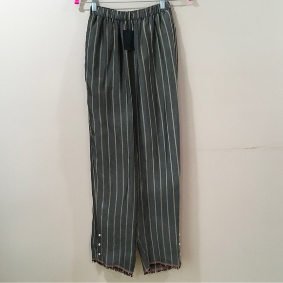 Zara Pants - ZARA Pants Striped Ankle Pull On Grey Cupro Womens S Frey Snap New 9449/081